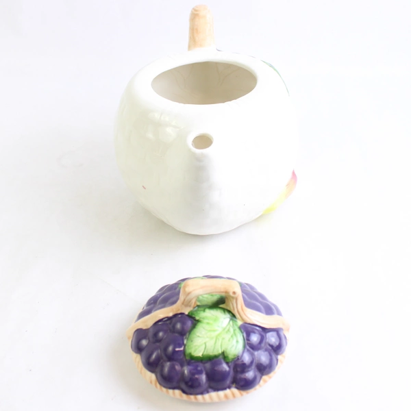 CKAO Porcelain Basket Weave Fruit Design Tea Pot W/ Lid 1994
