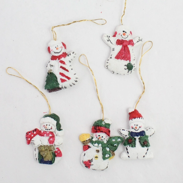Lot of 15 Small Snowman and Candy Cane Christmas Tree Ornaments