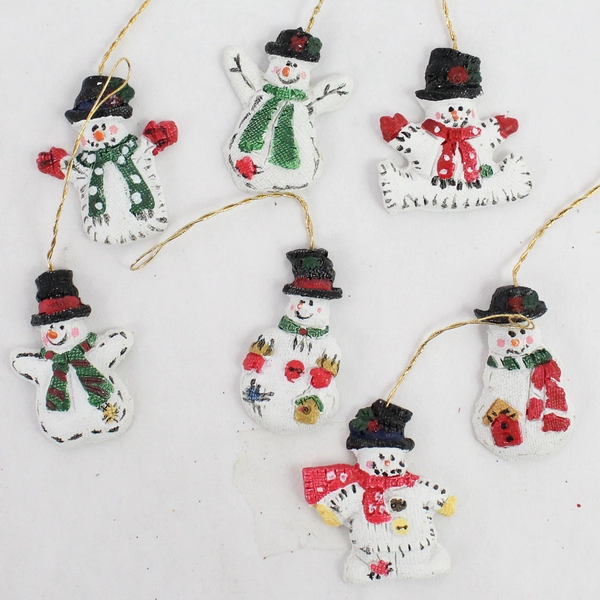 Lot of 15 Small Snowman and Candy Cane Christmas Tree Ornaments