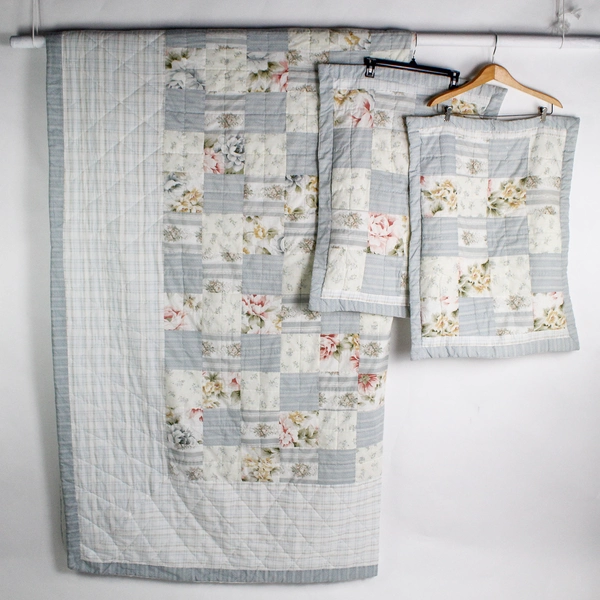 Sunham Home Fashions Floral 85" Square Quilt & 2 Shams 20" x 26" Matching