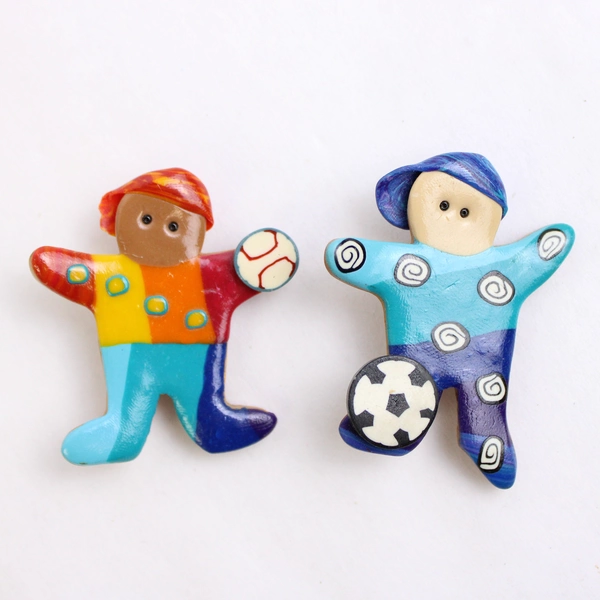 Lot of 4 Handmade Polymer Clay Sporty Kids Pin Brooches