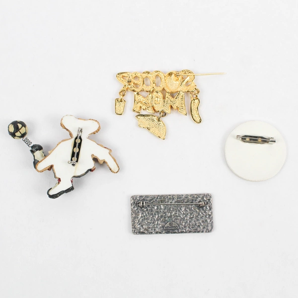 Lot of 4 Vintage Soccer Mom Pin Brooches Retro Sports Jewelry Gift