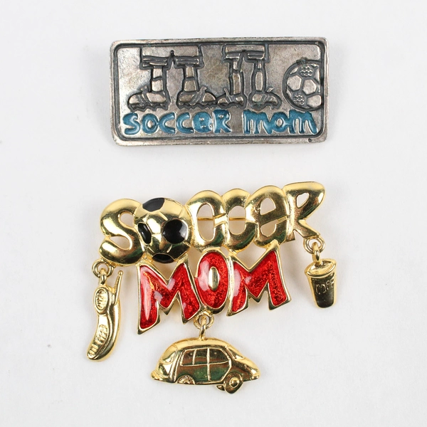 Lot of 4 Vintage Soccer Mom Pin Brooches Retro Sports Jewelry Gift