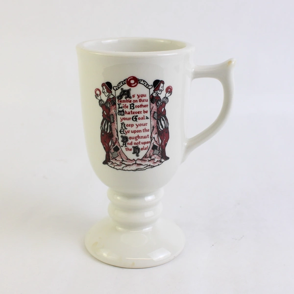 Vintage Sterling Vitrified China Irish Coffee Mug Footed Doughnut Poem USA