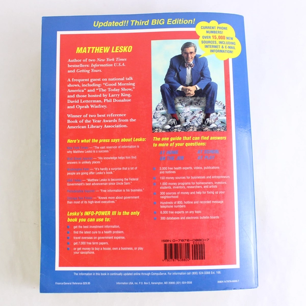 Lesko's Info Power III by Matthew Lesko 1996 Paperback