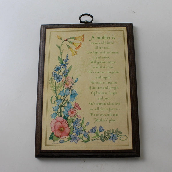 Poem A Mother Is Wood Plaque 8 1/2” X 6 1/4” Hallmark Mother’s Day Gift Vintage