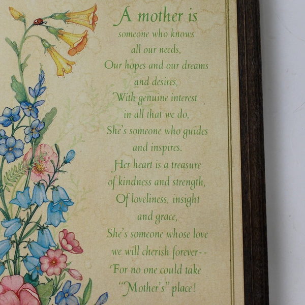 Poem A Mother Is Wood Plaque 8 1/2” X 6 1/4” Hallmark Mother’s Day Gift Vintage