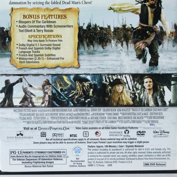 Pirates of the Caribbean: Dead Man's Chest DVD 2006 Disney - Good Condition