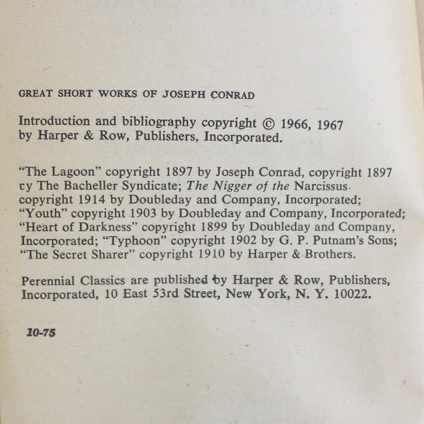 Vintage Great Short Works of Joseph Conrad 1967 Short Stories Paperback