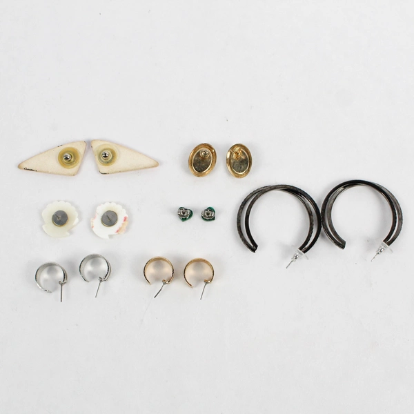 7 Pairs of Earrings Varying Designs Some Missing Backing