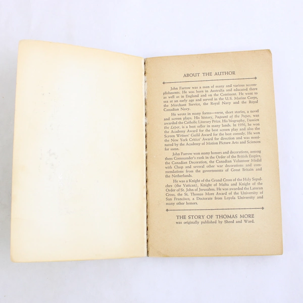 Vintage The Story of Thomas More by John Farrow 1963 Paperback Book Collectible