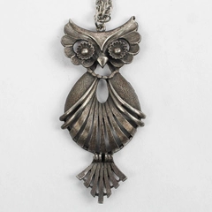 Torino Silver-Tone Owl Pendant Chain Necklace 27"
