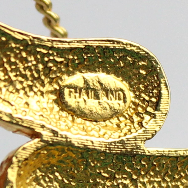 3 Pc Set Unmarked Gold-Tone Necklace and Earrings Blue and Green Designs