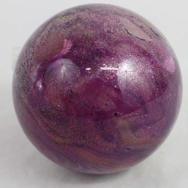 Purple Glittery Bulb Ball Glass Ornament W/ Bow 3" Diameter