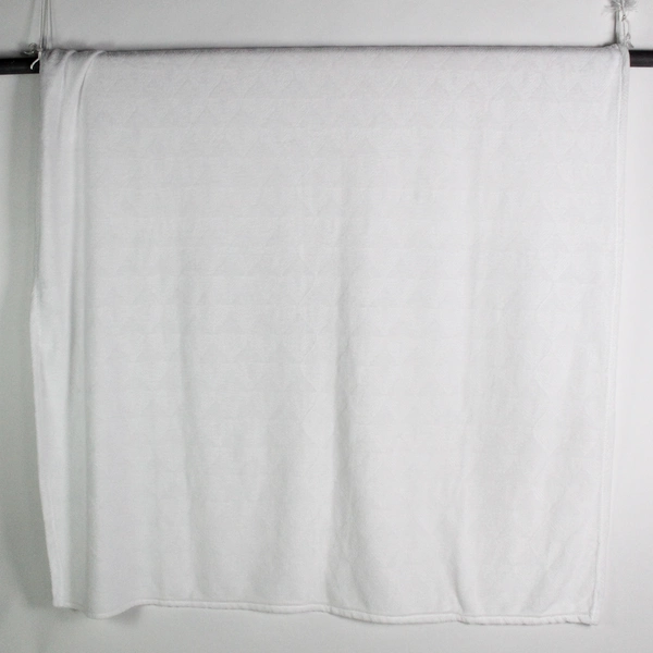 Elle Decor White Minky Texture Blanket with Shankha Pattern 72x57 Inches