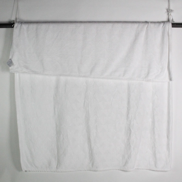 Elle Decor White Minky Texture Blanket with Shankha Pattern 72x57 Inches