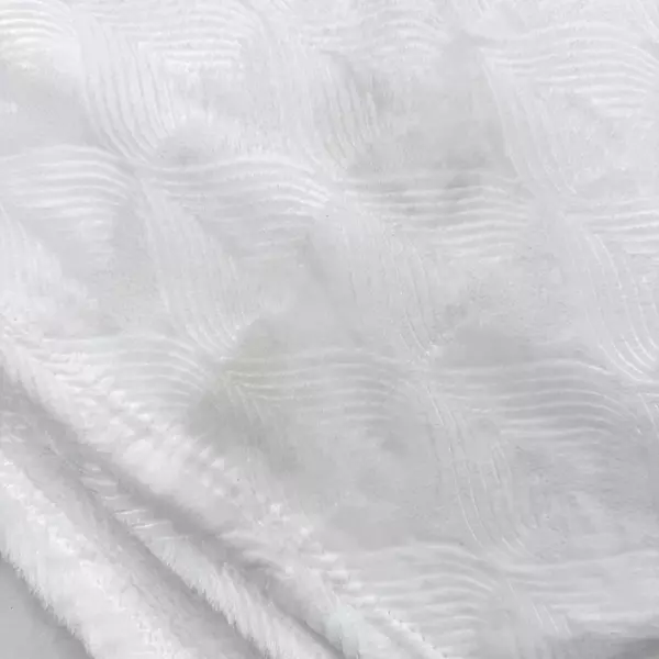 Elle Decor White Minky Texture Blanket with Shankha Pattern 72x57 Inches