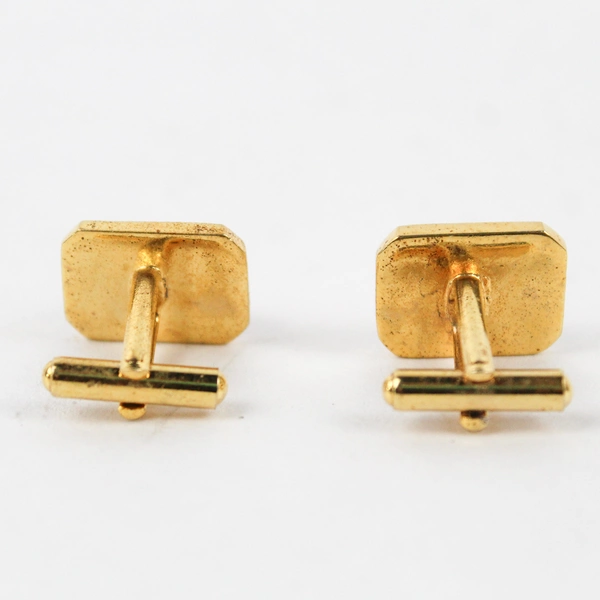 Unmarked Gold-Tone Cuff Links with Pale Pink-Orange Stones