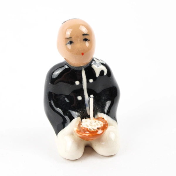 Unmarked Small Japanese-Inspired Glazed Ceramic Figure 2"