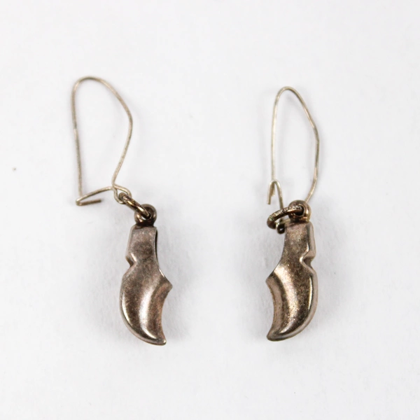 Unmarked Silver-Tone Dutch-Style Clog Shoes Drop Earrings