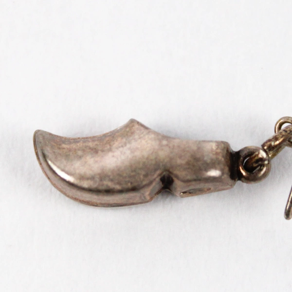 Unmarked Silver-Tone Dutch-Style Clog Shoes Drop Earrings