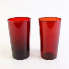 Set of 2 Vintage Anchor Hocking Royal Ruby 9 Oz Flat Sided Tumblers 4.75 Inch