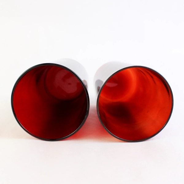 Set of 2 Vintage Anchor Hocking Royal Ruby 9 Oz Flat Sided Tumblers 4.75 Inch