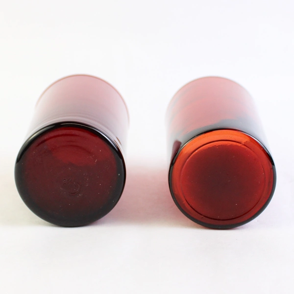 Set of 2 Vintage Anchor Hocking Royal Ruby 9 Oz Flat Sided Tumblers 4.75 Inch