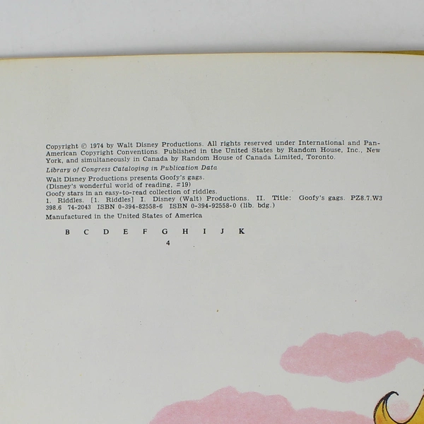 Goofy's Gags Walt Disney Productions Staff 1974 Hardcover