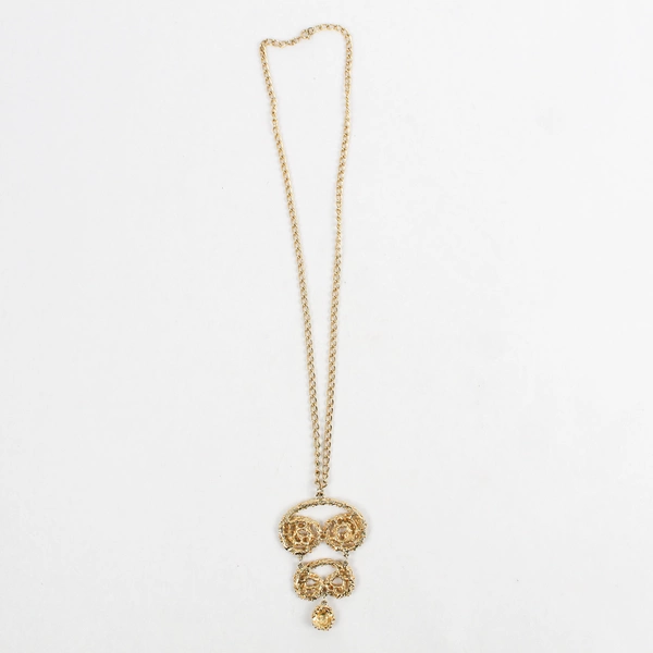 Unmarked Gold-Tone Chain Pendant Necklace 27"