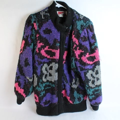 Vintage Anthonys Multicolor Full Zip Acrylic Knit Jacket Women's Size Medium