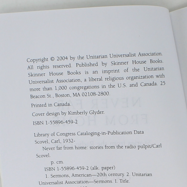 Never Far from Home Stories from the Radio Pulpit Carl Scovel 2004 Paperback
