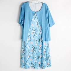 Unbranded Blue Floral Pattern T-Shirt Dress Women's Size 3XL Plus