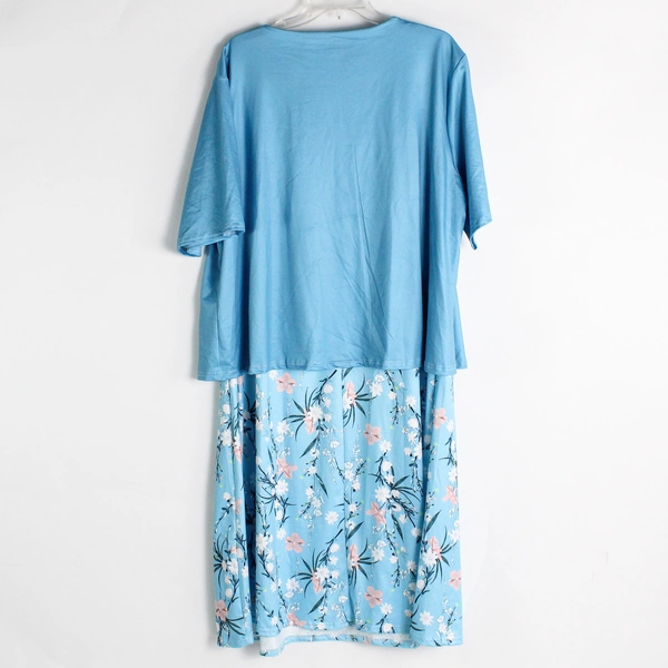 Unbranded Blue Floral Pattern T-Shirt Dress Women's Size 3XL Plus
