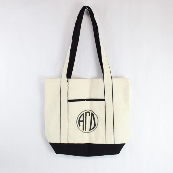 ARD Leed's Canvas Tote Bag White/Back Simple Basic 12.75" x 10.5"