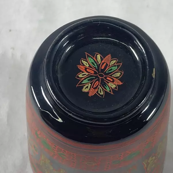 Vintage Asian Lacquerware Glass Elephant Tree Pattern