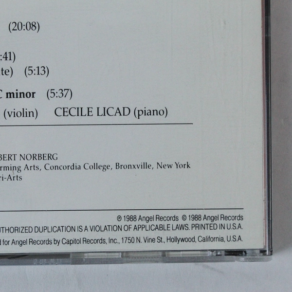 Franck CD by Nadja Salerno-Sonnenberg & Cecile Licad Good Condition