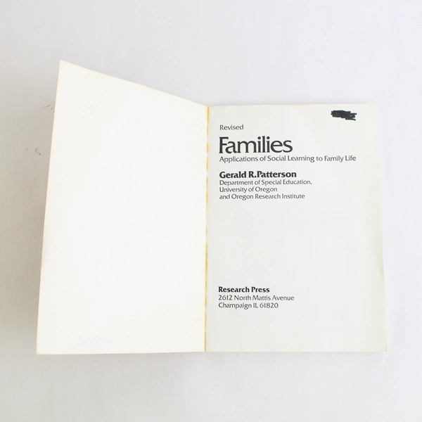 Families Applications of Social Learning by Gerald R Patterson 1977 PB Revised