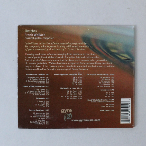 Frank Wallace Sketches Classical Guitar CD Gyre Music Jan 2004 Good Condition