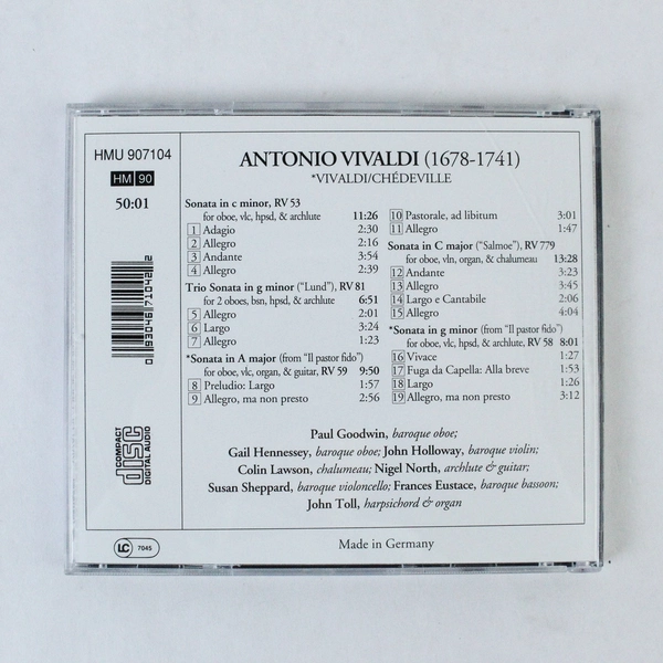 Vivaldi Oboe Sonatas CD Paul Goodwin 1993 Harmonia Mundi Pre-Owned