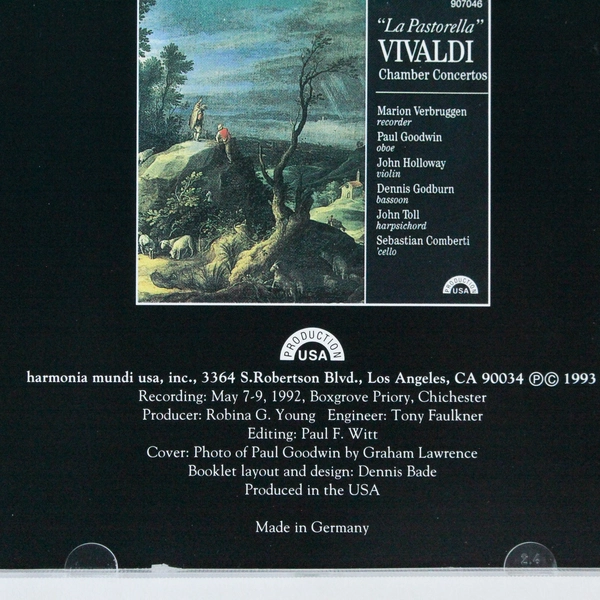 Vivaldi Oboe Sonatas CD Paul Goodwin 1993 Harmonia Mundi Pre-Owned