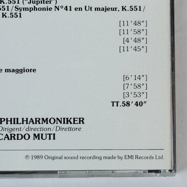 Mozart Symphony No. 41 "Jupiter" CD Berlin Philharmonic Riccardo Muti - Good