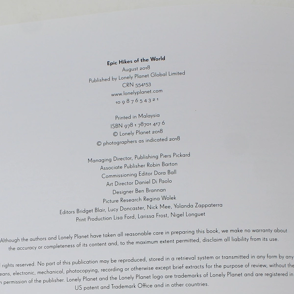 Lonely Planet Epic Hikes of the World Lonely Planet 2018 Hardcover