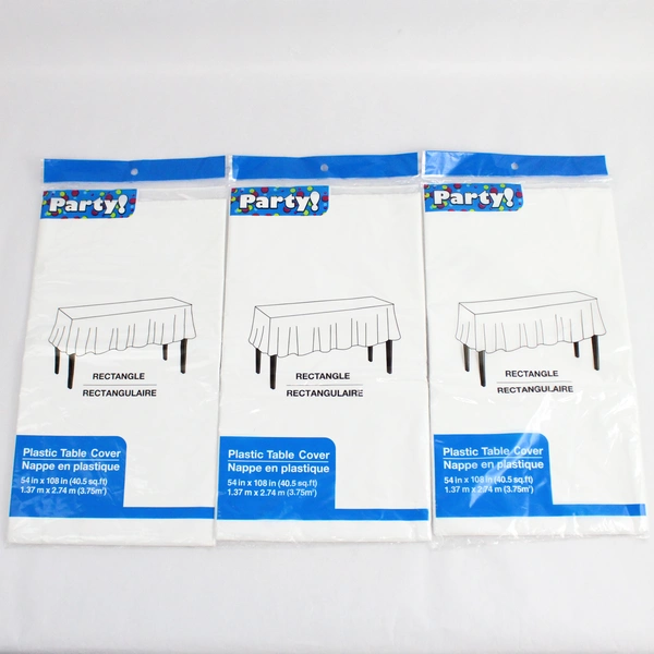 Set of 3 Greenbrier International White Disposable Table Covers 54" x 108"