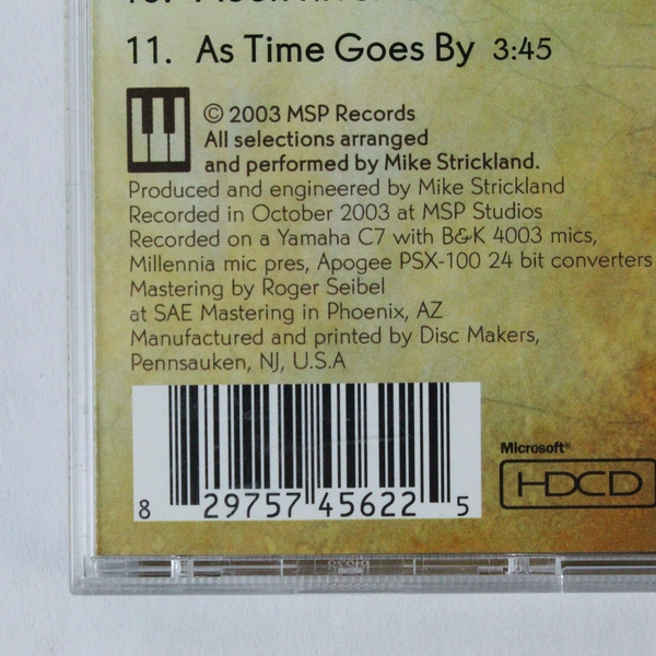 Mike Strickland All-Time Piano Favorites CD 2003 MSP Records Good Condition