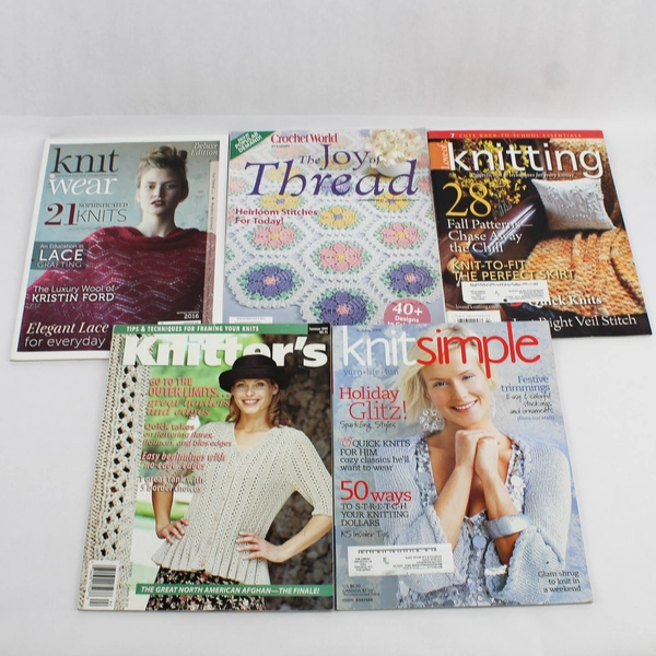 Lot of 11 Vintage and Contemporary Knitting & Crochet Magazines/Booklets