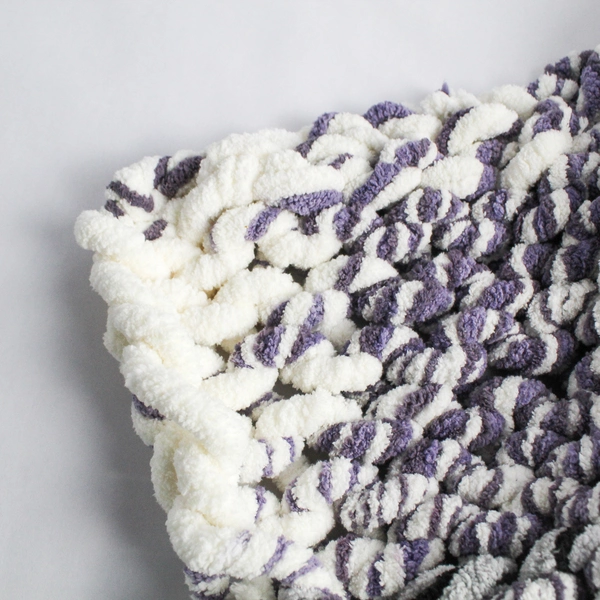 Handmade White Gray Black Purple Chunky Knit Lap Throw Blanket 32" x 42"