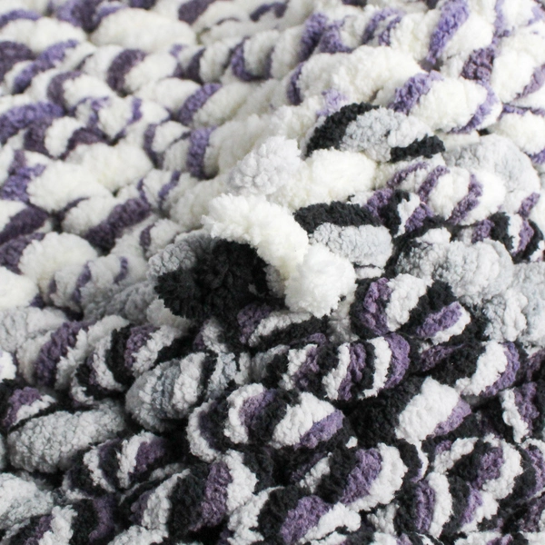 Handmade White Gray Black Purple Chunky Knit Lap Throw Blanket 32" x 42"