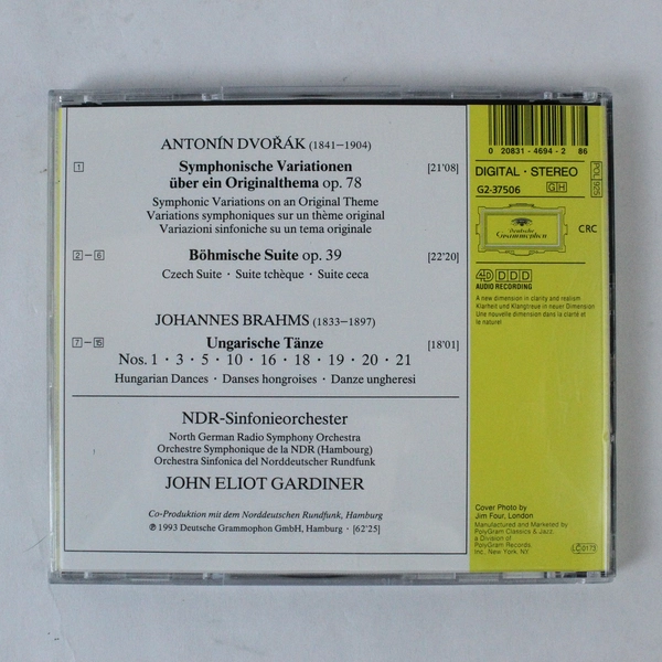 Brahms Dvorak NDR Sinfonie Orchester Gardiner 1993 Classical CD - Pre-owned