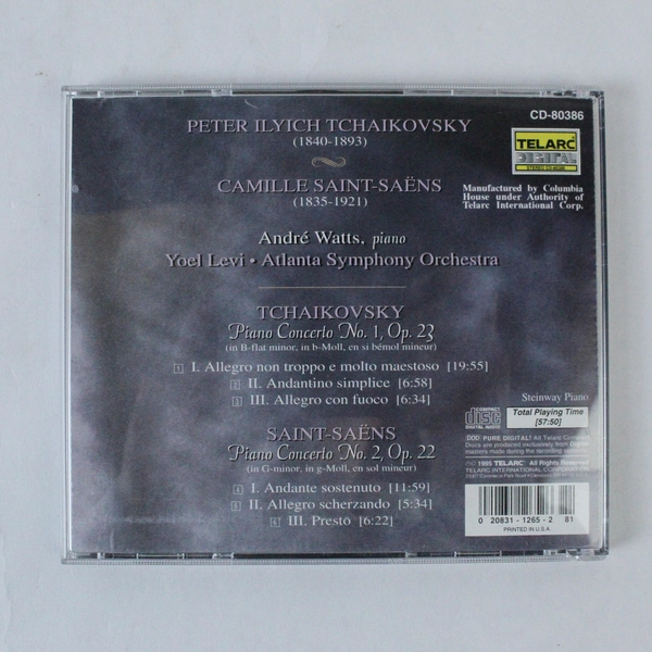 Tchaikovsky Piano Concerto No1 Saint-Saens Piano Concerto No2 CD May 1995